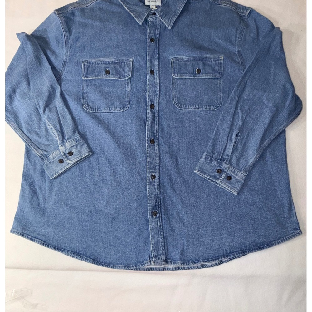Free Assembly Denim Shirt Mens 3XL Blue Light Wash New Long Sleeve Button Down
